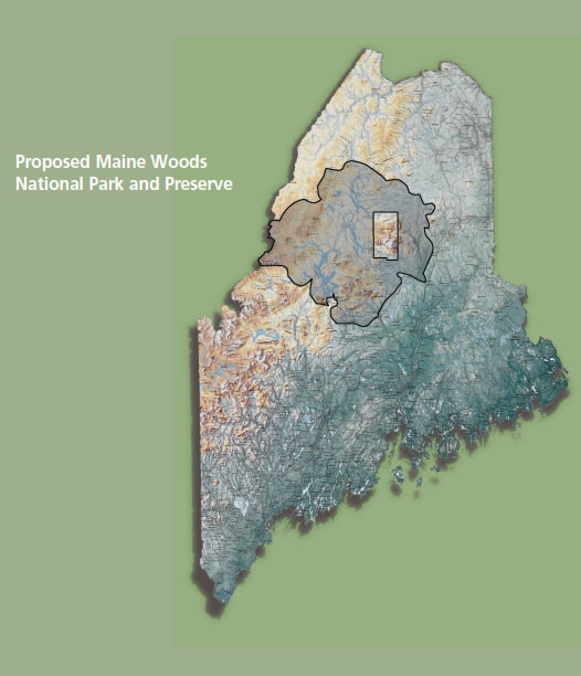 proposed Maine Woods National Park map